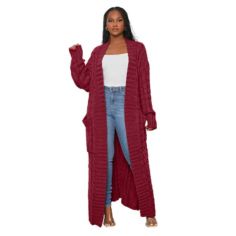 Fashion Women Sweaters 2023 Autumn Winter Solid Knitted Cardigan Loose Long Coat Top Oversized Cardigan Womens Clothing - reetell