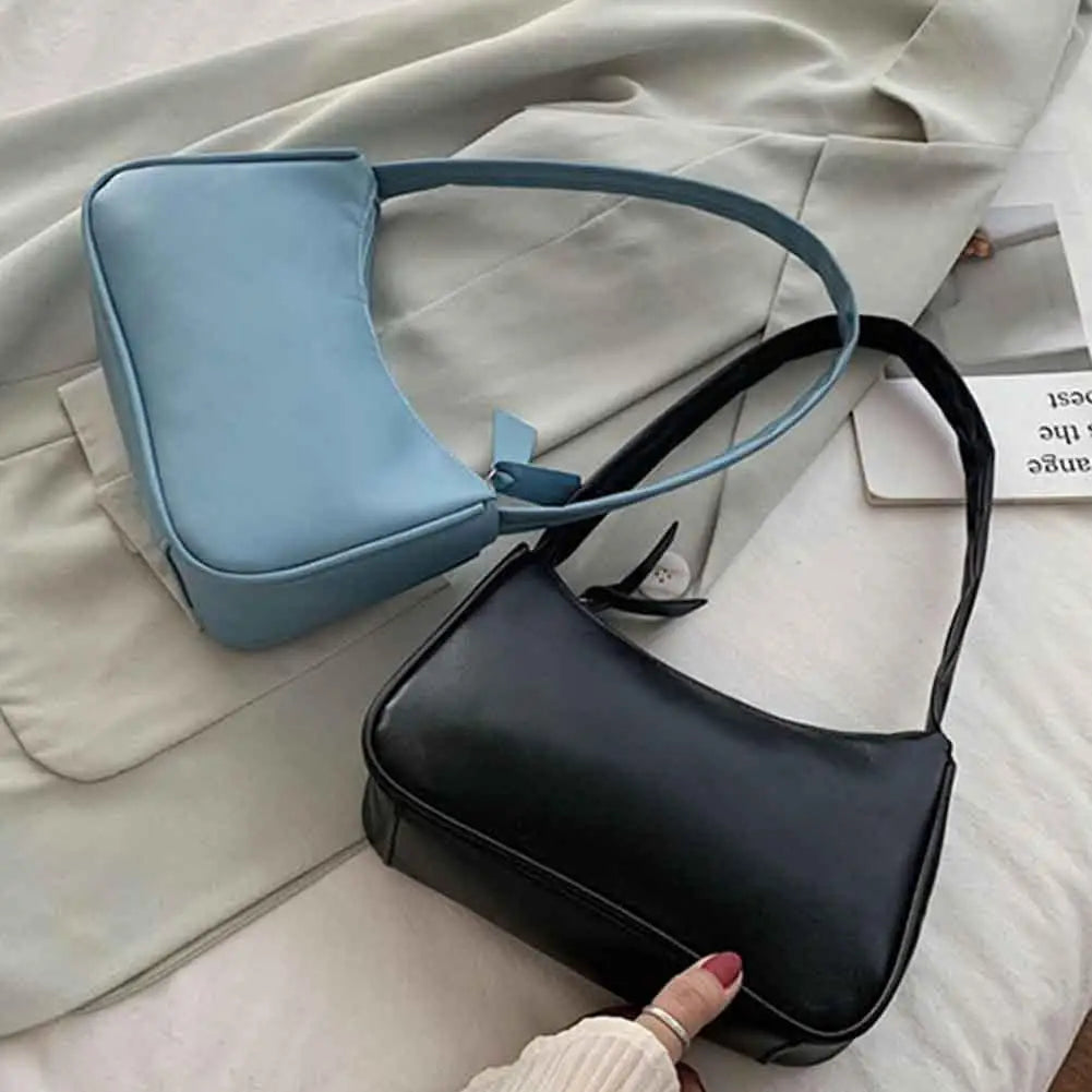 Handle Bag Women Retro Handbag PU Leather Shoulder Totes Underarm Vintage Top Handle Bag Female Small Subaxillary Bags Clutch - reetell