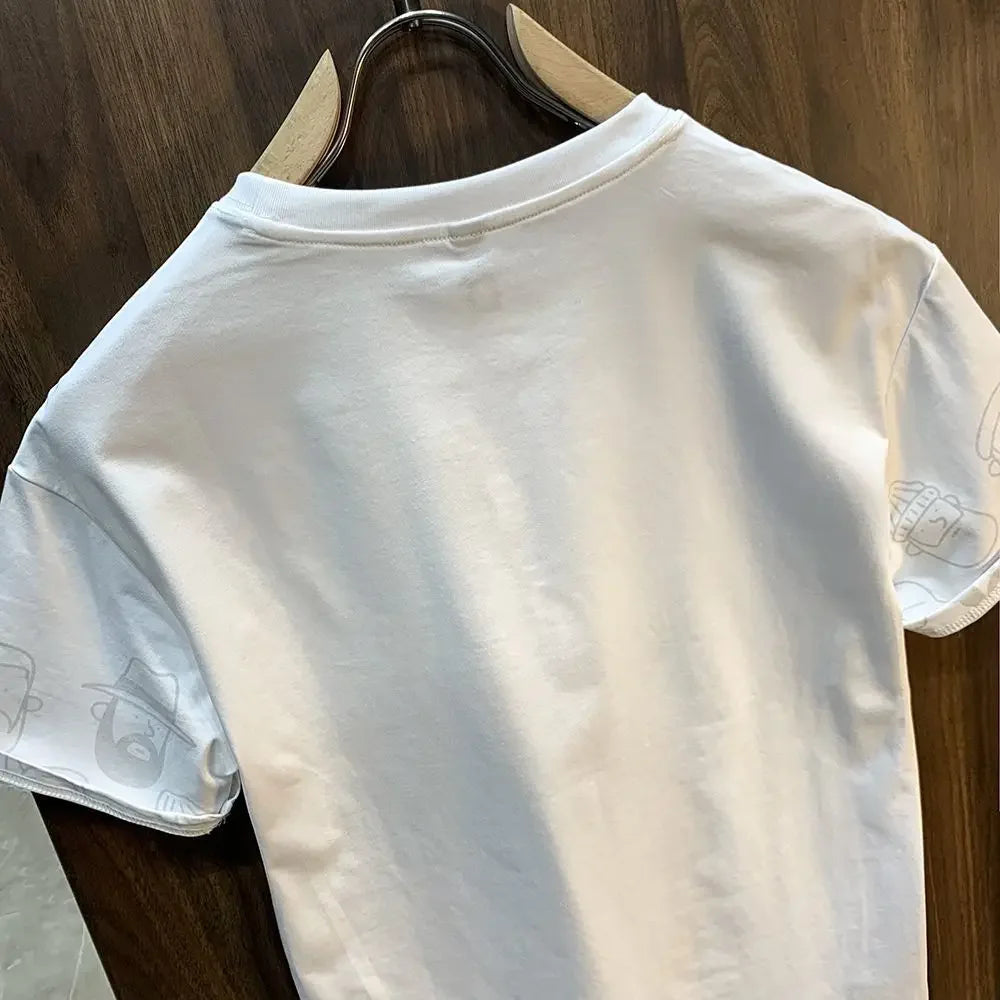 Man Tee Shirts Graphic Top White T Shirt for Men O Neck Streetwear Summer Clothing Fashion Casual Katoen Stylish New in Basic Xl - reetell