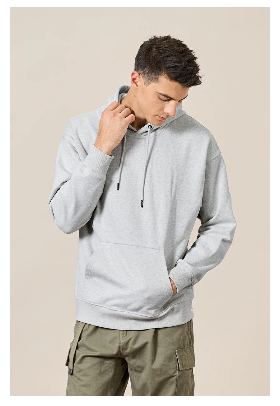 SIMWOOD 2024 Autumn New New Hooded Hoodies Men Thick 360g Fabric Solid Basic Sweatshirts Quality Jogger Texture Pullovers - reetell