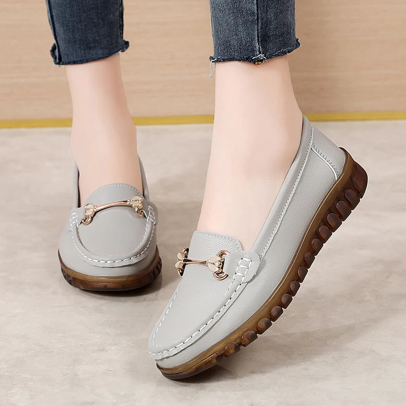 2024 New Classic Leather for Women Fashion Casual Comfortable Loafers Ladies Women Flat Soft Shoes - reetell