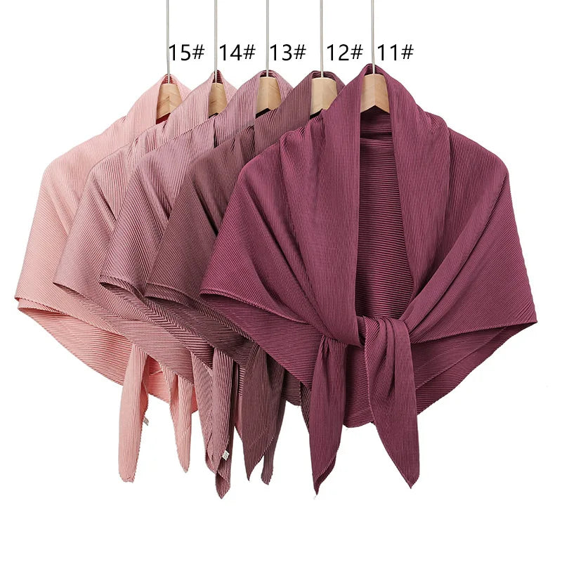 28 Colors Plain Crinkle Square Bubble Silk Pleated Hijab Women's Head Shawl Scarf Muslim Wrinkle Kerchief Solid Ramadan Stole - reetell