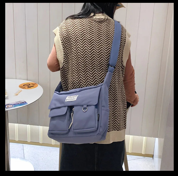 Korean Ulzzang Messenger Bag Women New 2023 Nylon Bags Multipockets Crossbody Bags For Women School Book Shoulder Bag Girls Sac - reetell