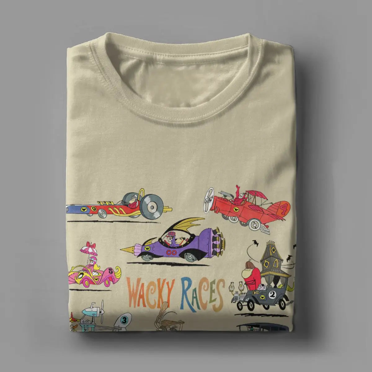 60s Wacky Races T Shirts Men 100% Cotton Leisure T-Shirt O Neck Tee Shirt Short Sleeve Clothing 4XL 5XL 6XL