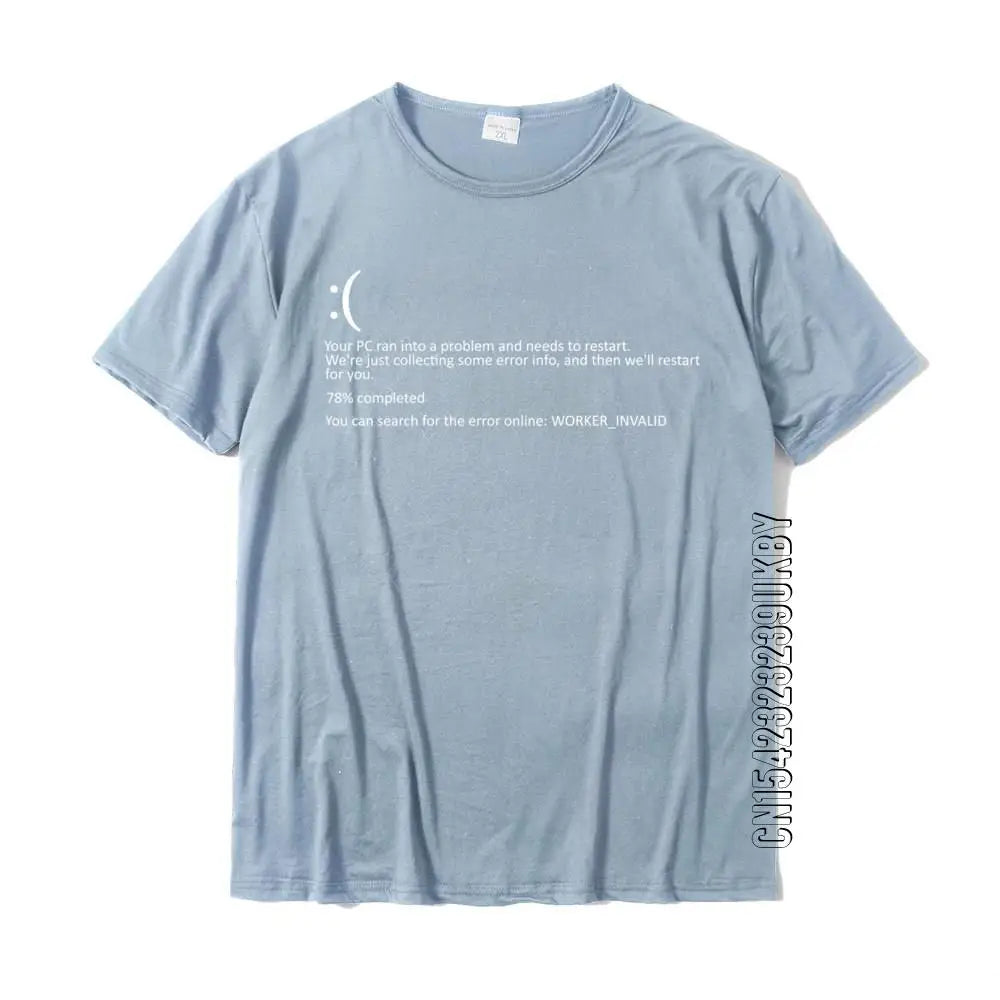 Funny Blue Screen Of Death BSOD Crash Nerd Computer Costume Top T-Shirts Camisa New Coming Men T Shirt Camisa Cotton - reetell