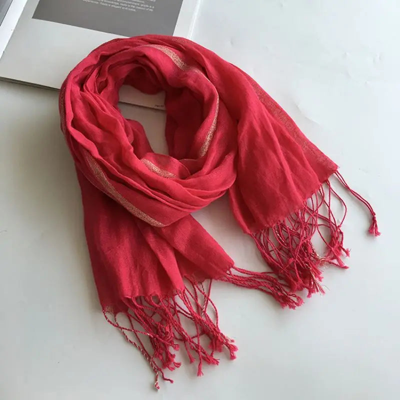 cotton linen light women Scarf Fashion Long Size  Lady Wraps Solid Color Muslim Head Scarf Shawls And Wraps - reetell