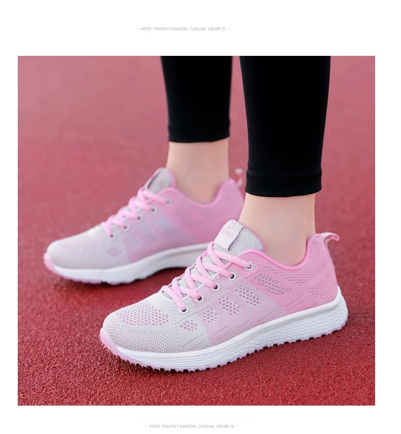 Wedges Shoes for Women Sneakers Mesh Breathable Casual Female Shoes Flat Light Lace-Up Summer Running Shoes Woman Vulcanize Shoe