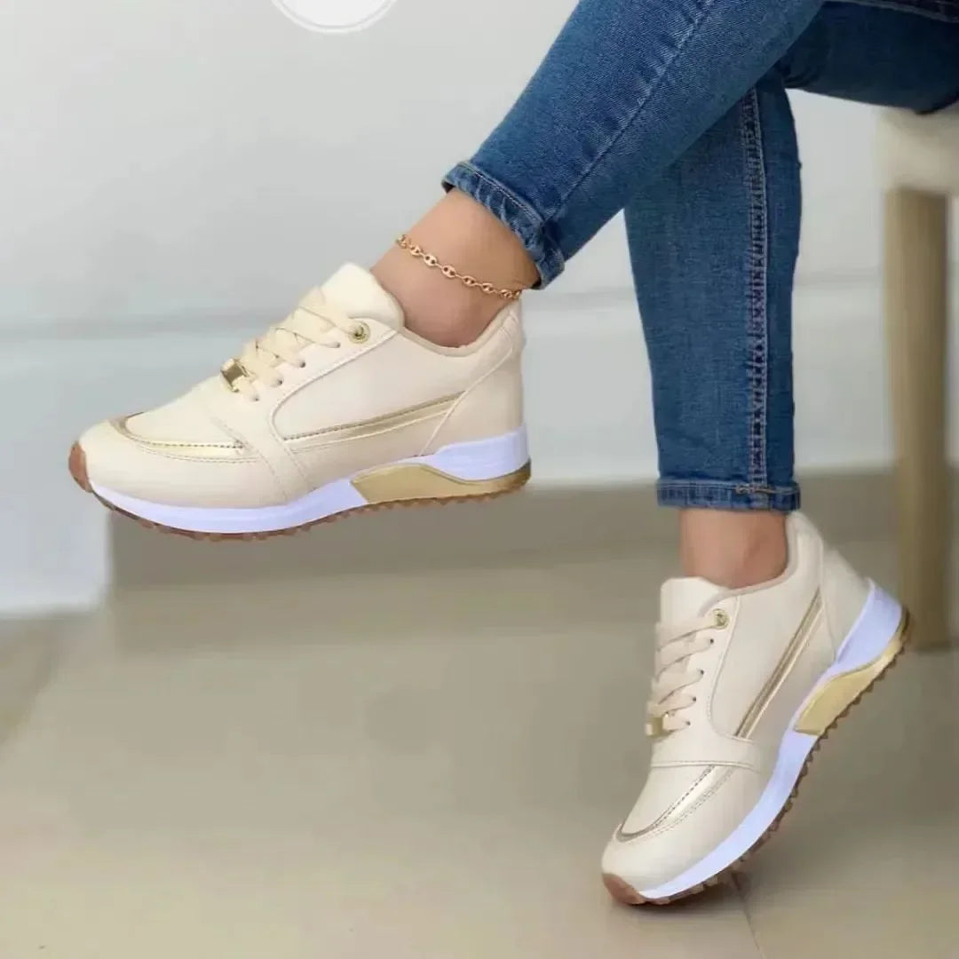 Ladies Sneakers on Sale Fashion Round Toe Flat Platform Shoes Caual Mixed Colors Lace Up Sneakers Outdoor Running Women's Shoes