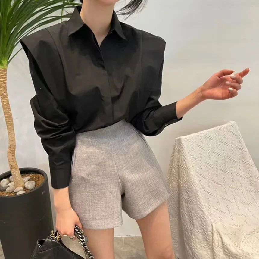 Women's Shirt Autumn 2023 New Chic Long-Sleeve Loose Blouses Street Elegant Tops Shirt OL office women blouses and tops shirts - reetell