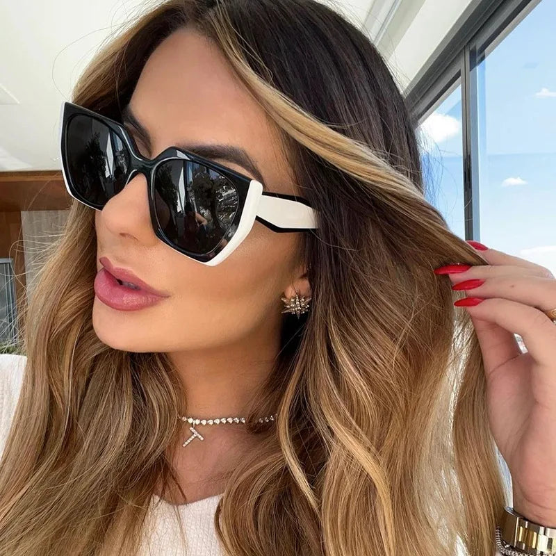 2024 new fashion cat eye wide leg sunglasses female sense ins sunglasses UV protection - reetell