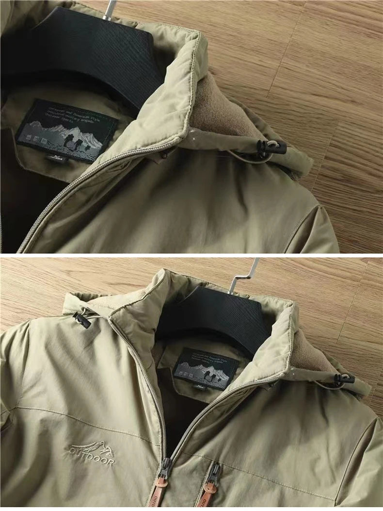 Waterproof Fleece Lined Warm Jacket Outdoor Hiking Trekking Jacket with Hood Spring Autumn Windbreaker Hooded Jacket Mens Coats - reetell