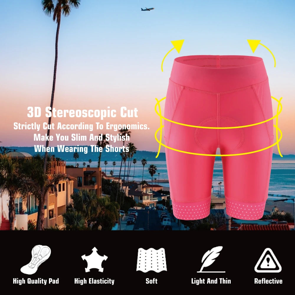 KEMALOCE Women Cycling Shorts 2024 Pink&Black Breathable Summer Bicycle Shorts Female 5D Gel Pad Pocket Lady Bike Shorts - reetell