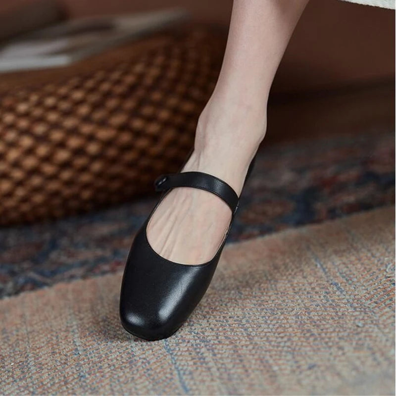 AIYUQI Women's Flat Shoes Genuine Leather 2024 New Spring Women's Mary Jane Shoes Red Literary Ballet Shoes Women - reetell