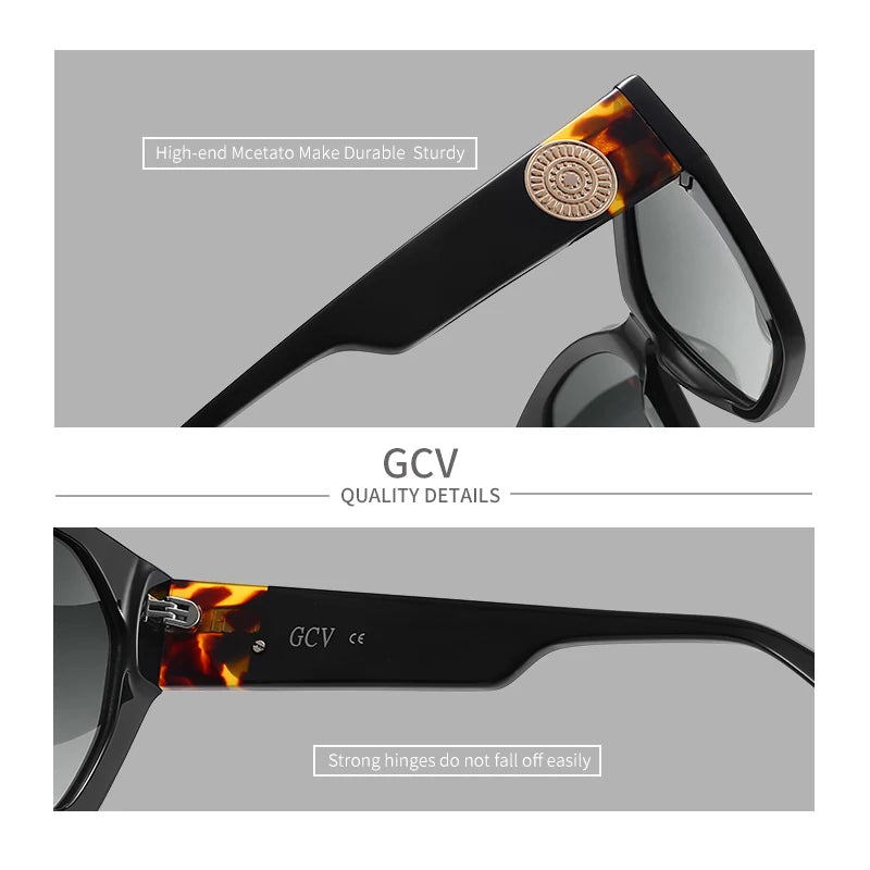 GCV Brand Acetate Appearance Patent Design Women's Butterfly Rectangular Triangle Polarized Sunglasses UV400 Fashion - reetell