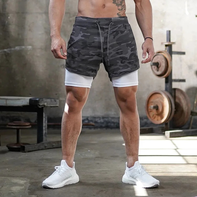 2024 New 2-in-1 Men's Fitness Shorts Training Fitness Sports Jogging Shorts, Breathable and High Elastic - reetell