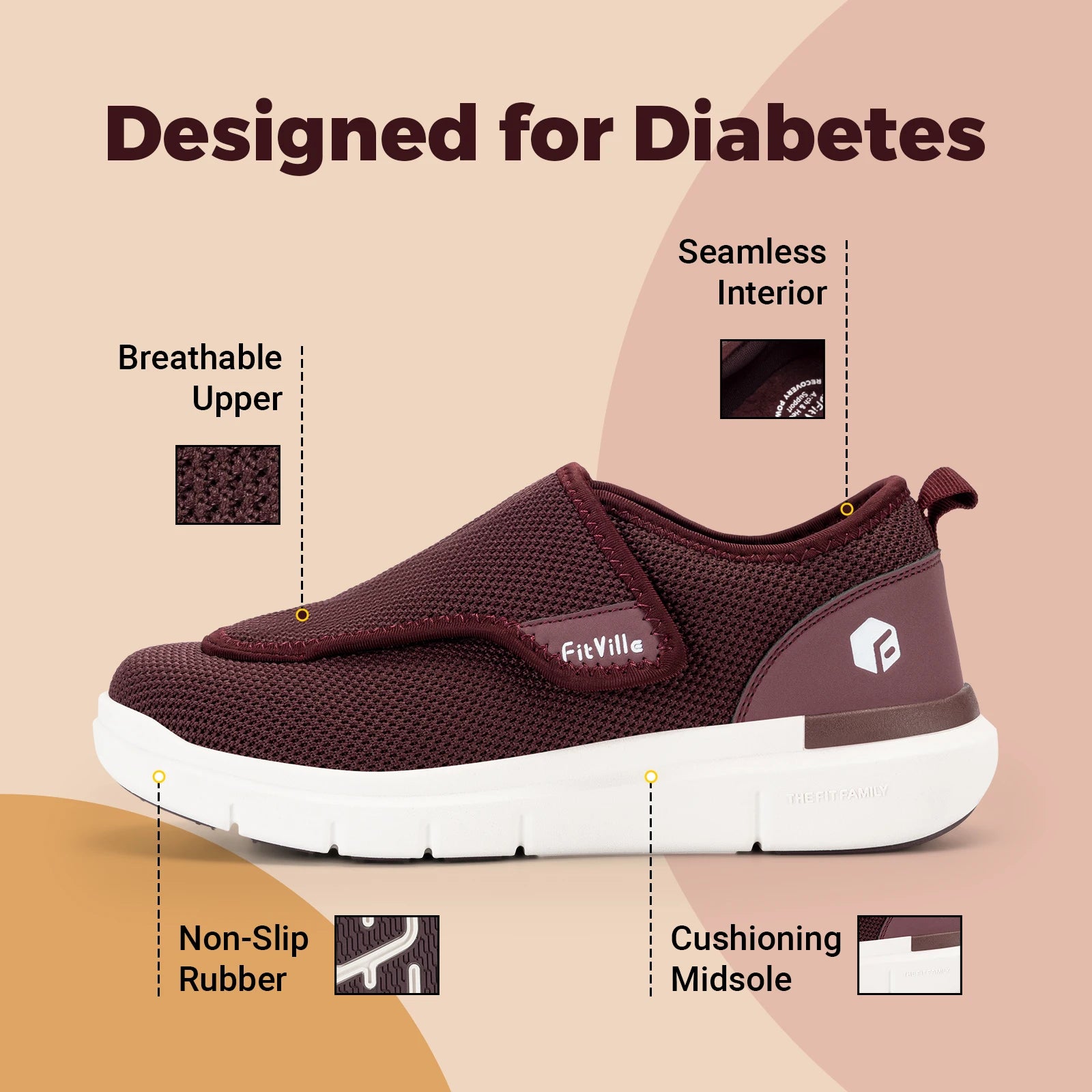 FitVille Extra Wide Women's Diabetic Shoes Adjustable Walking Shoes for Elderly Orthopedics Wide Feet Swollen Foot Pain Relief