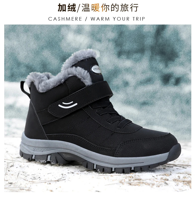 Winter Women Snow Boots Warm Plus Velvet Men Cotton Shoes Windproof Women's Boots Comfortable Casual Shoes Non-slip Hiking Boots - reetell