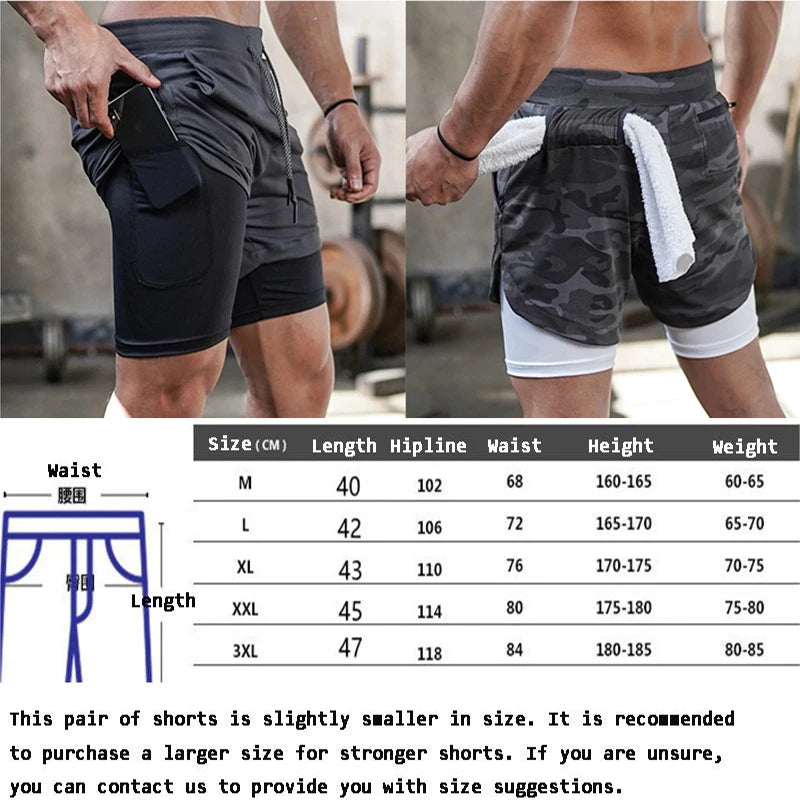 2024 New 2-in-1 Men's Fitness Shorts Training Fitness Sports Jogging Shorts, Breathable and High Elastic - reetell