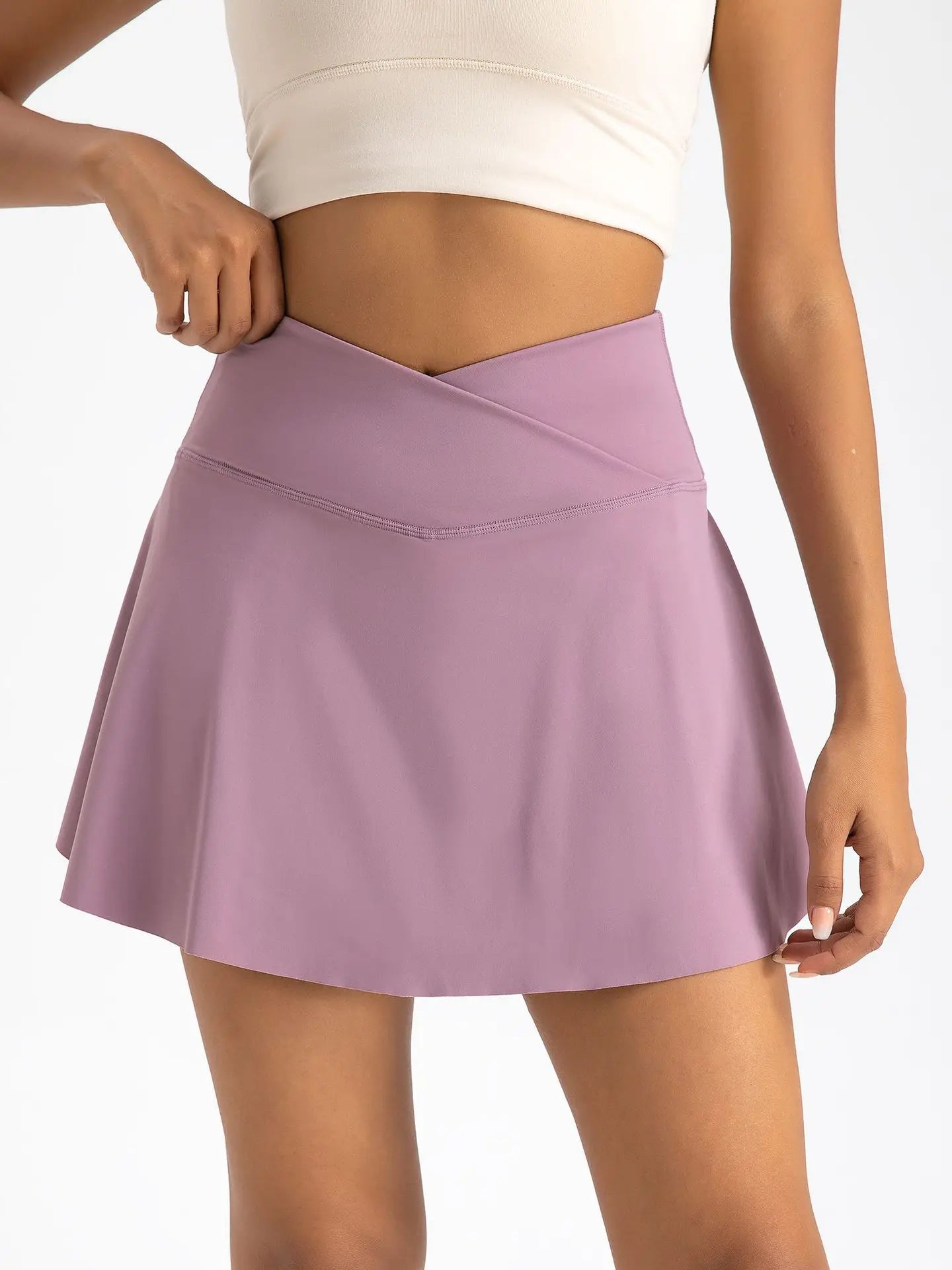 Women Tennis Skirts With Shorts High Waist Inner Pocket Golf Skort Fake 2 Pieces Running Sports Skirt Breathable Athletic Skirts - reetell