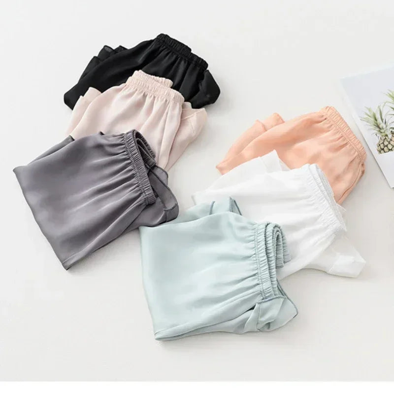 Fashion Safety Pants Ice Silk Boxer Shorts Mid-Rised Seamless Underwear Mid-Rised Intimates Anti-Emptied Ladies Safety Pants New - reetell