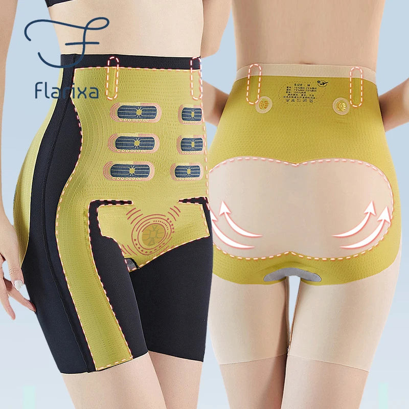 Flarixa Seamless Body Shapewear Woman Flat Belly Sheath Panties 5D Magnetic Levitation Belly Shorts Under the Skirt Safety Pants - reetell