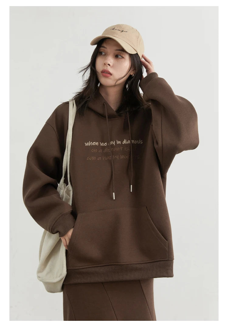 CHIC VEN Women's Sweatshirts Loose Casual New Korean Letter Embroidered Knitted Hoodies Coat Woman Skirt Autumn Winter 2024 - reetell