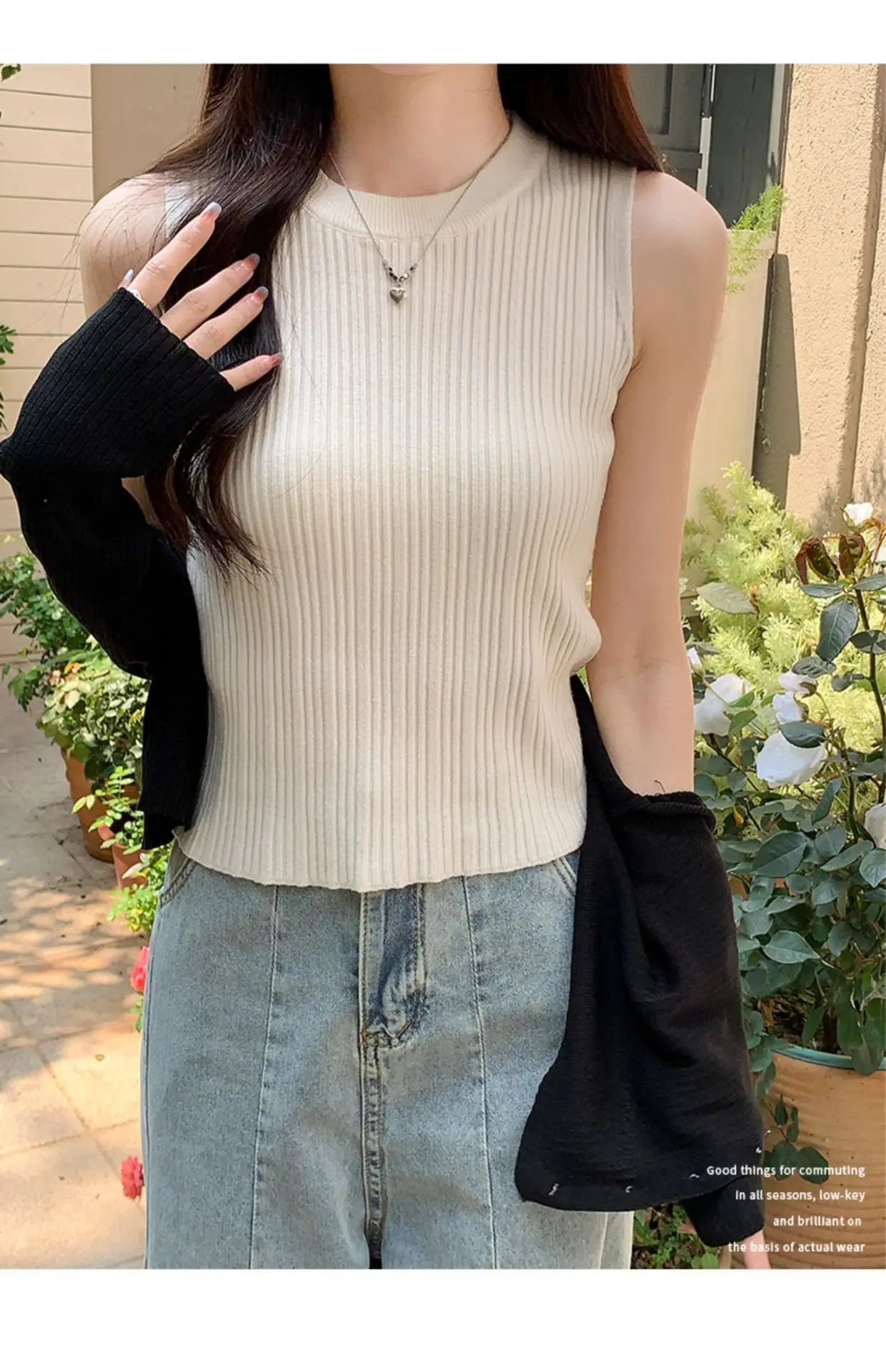 AOSSVIAO 2024 Korea Knitted Vests Women Top O-neck Solid Tank Blusas Y2K Summer New Fashion Female Sleeveless Casual Thin Tops - reetell