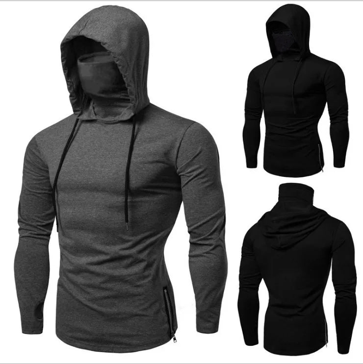 Factory Direct Sales Solid Color Autumn Leisure Fitness Sweatshirt Men's Thin Sweater Hooded Long-sleeved Hoodie - reetell