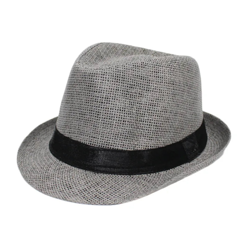 Linen Panama Solid  Jazz Hat Cowboy  Men's Women's Children's British Sun Hat