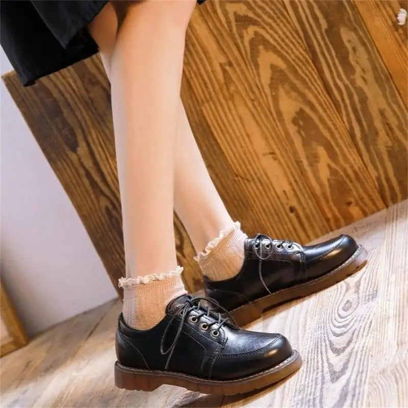 shoes women Oxfords Lace Up Brogue Shoes Flat Platform Ladies Non-slip Shoes Breathable Casual woman Low Footwear zapatos mujer - reetell