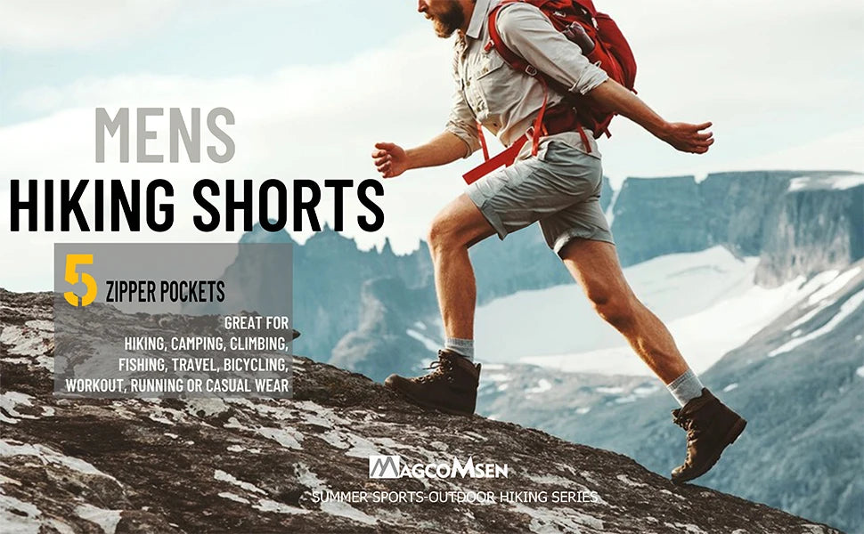 MAGCOMSEN Summer Quick Dry Men's Shorts Working Travelling Short Pants with 5 Zipper Pockets - reetell