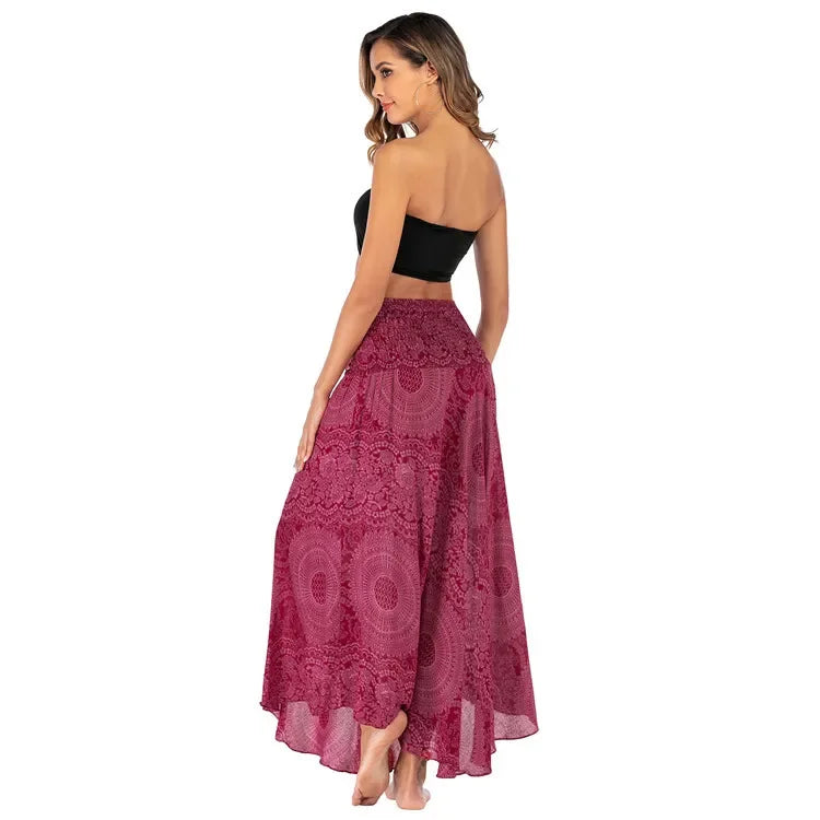 Summer Casual Boho Long Skirt Women Bottom Saia Bohemian Faldas Fashion Vintage Loose Beach Maxi Skirts Woman Clothes Jupe Femme - reetell