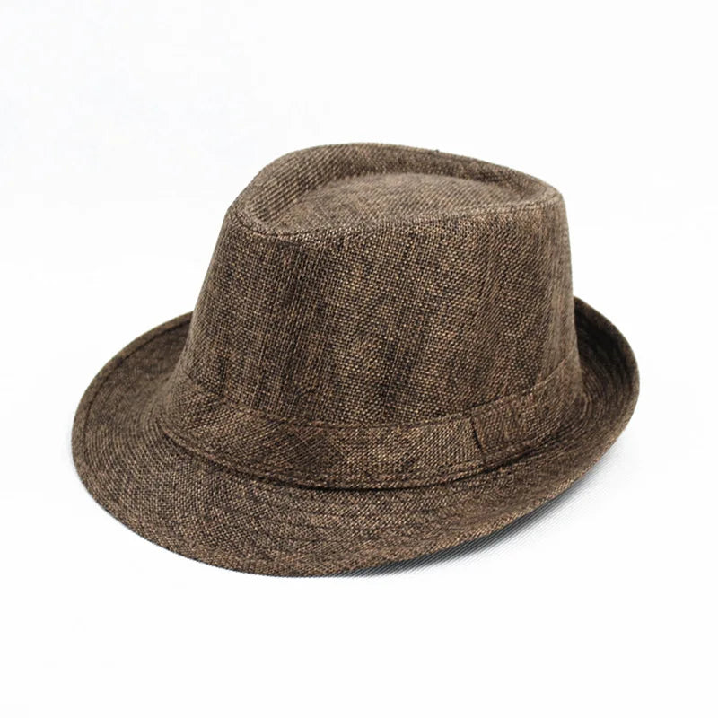 Linen Panama Solid  Jazz Hat Cowboy  Men's Women's Children's British Sun Hat