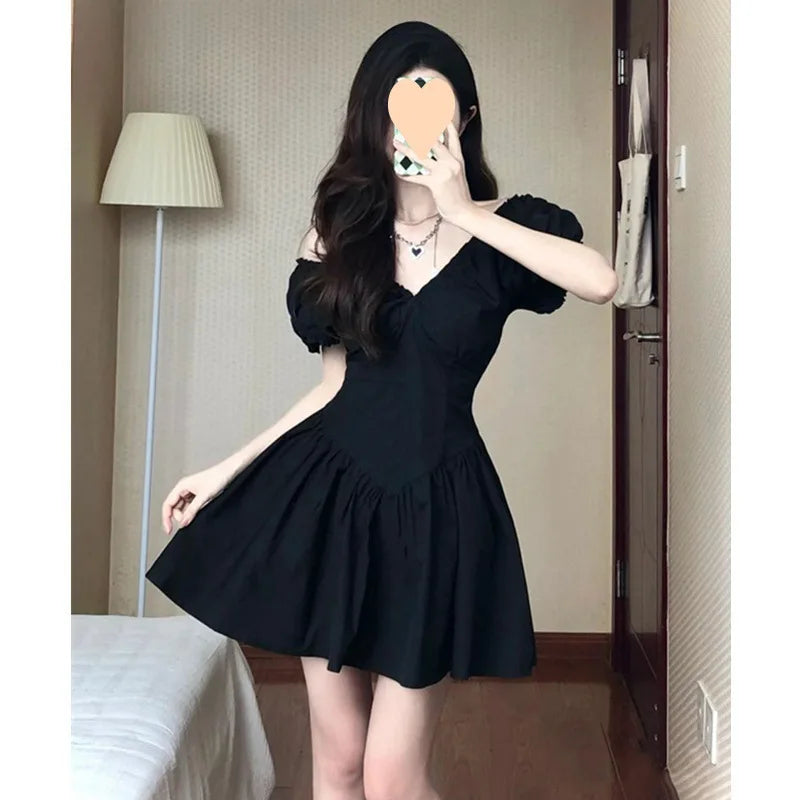 Sweet White Vestidos 2023 New Puff Sleeve Dress Women Mori Vintage Wrap Bodycon Short Dresses Preppy Style School Robes Female - reetell