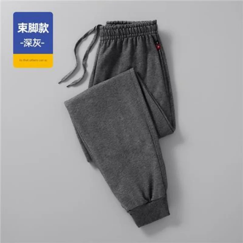 Men's Pants Winter New Casual Fleece Sweatpants Soft Drawstring Fleece Trousers Cotton Fashion Loose Fleece Running Pants - reetell