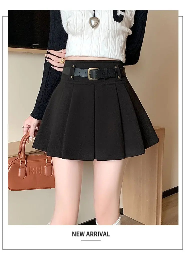 Casual Solid Color High Waist Pleated Fashion Loose Femme A-line Skirt Sweet 2023 New Black Spring Autumn Thin Women's Clothing - reetell