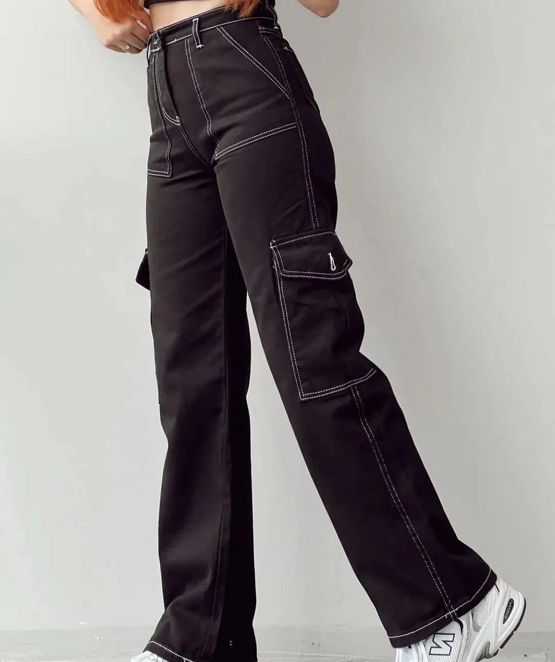 New Straight Cargo High Waist Baggy Trousers Casual Wide Leg Slim Vintage Streetwear Pocket Fashion Women Casual Pants - reetell