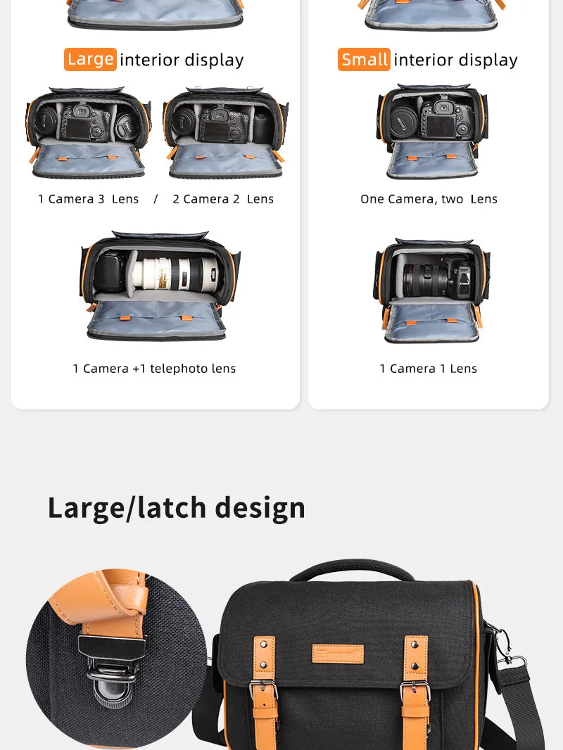 Camera Bag Case Crossbody Shoulder Bag DSLR SLR Photography Flap Gadget Camera Bag for Canon Nikon Sony Camera