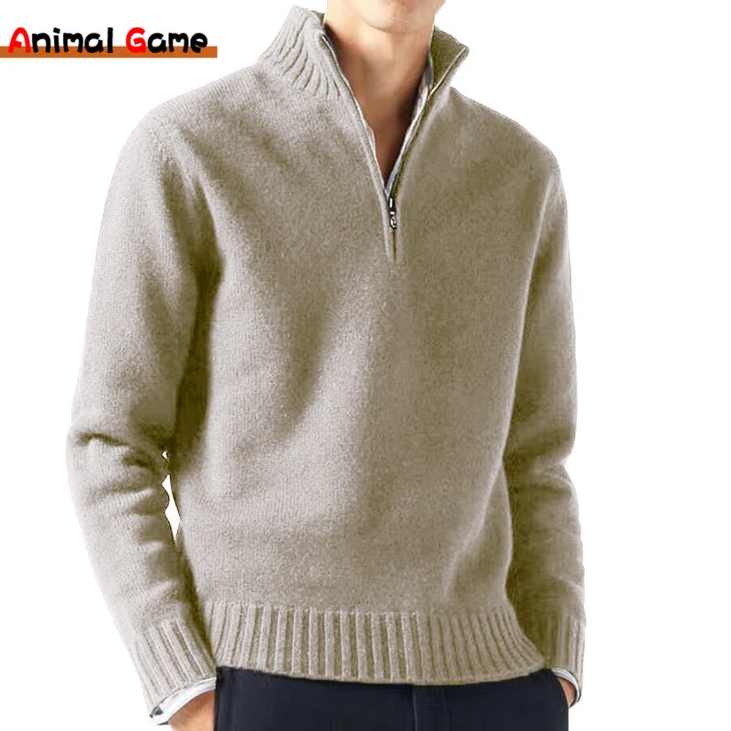 Autum Men Turtlenecks Sweaters Knitwear Pullovers Solid Color Long Sleeved Sweater Male Casual Daily Warm Coats - reetell