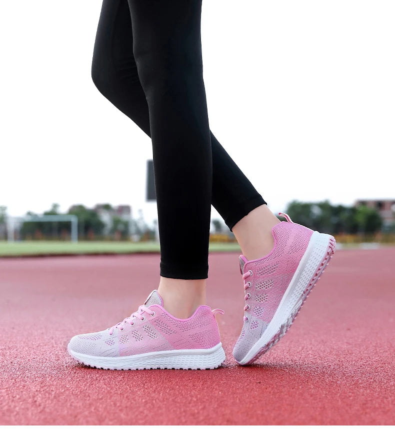 Wedges Shoes for Women Sneakers Mesh Breathable Casual Female Shoes Flat Light Lace-Up Summer Running Shoes Woman Vulcanize Shoe