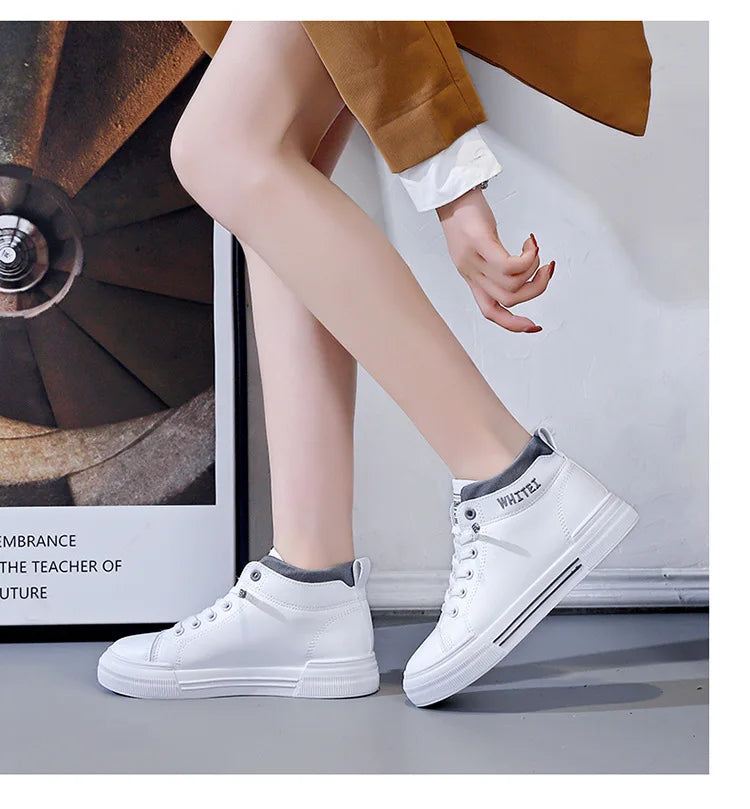 Women's Fashion High-top Breathable Sneakers 2023 Trend White Flat Casual Sports Designer Running Shoes for Woman Tennis Ladies - reetell