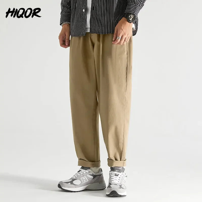 HIQOR Brand Japanese Cargo Trousers for Men New Men's Black Casual ArmyGreen Pants Trousers Men's Jumpsuit Male Oversize Pants