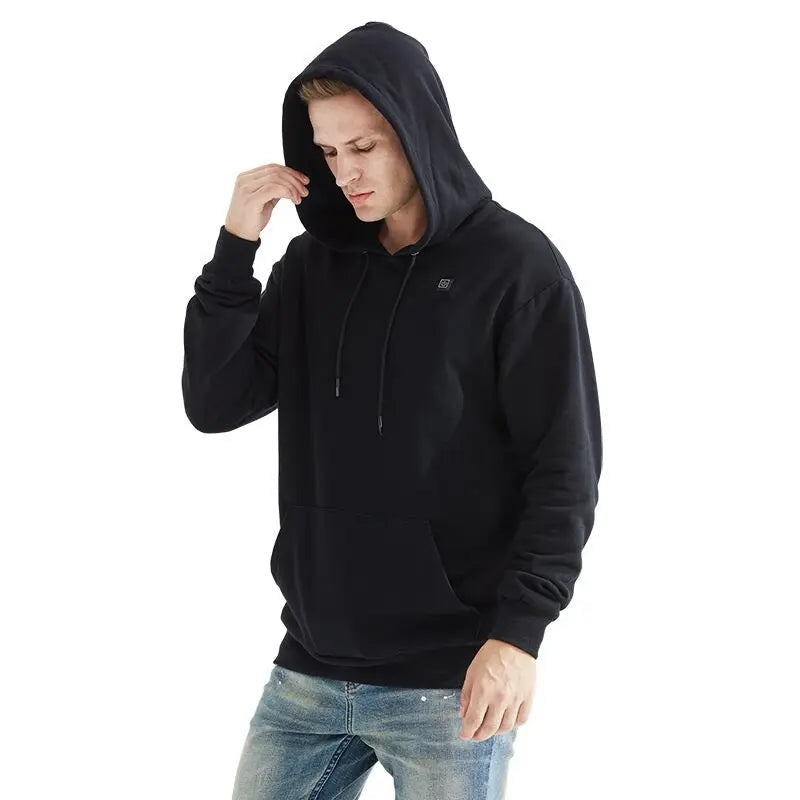 Winter Men's and women's  USB Heated hoodies Cotton Zipper Pocket Wool Thick Lovers Fall/winter Heating casual hoodies - reetell