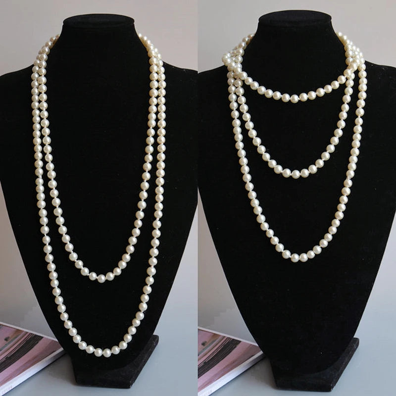 2024 New Fashion Women Jewelry Pearl Bead Necklace Long Sweater Chain Necklace For Women Dress Accessories Gift For Girl Mother