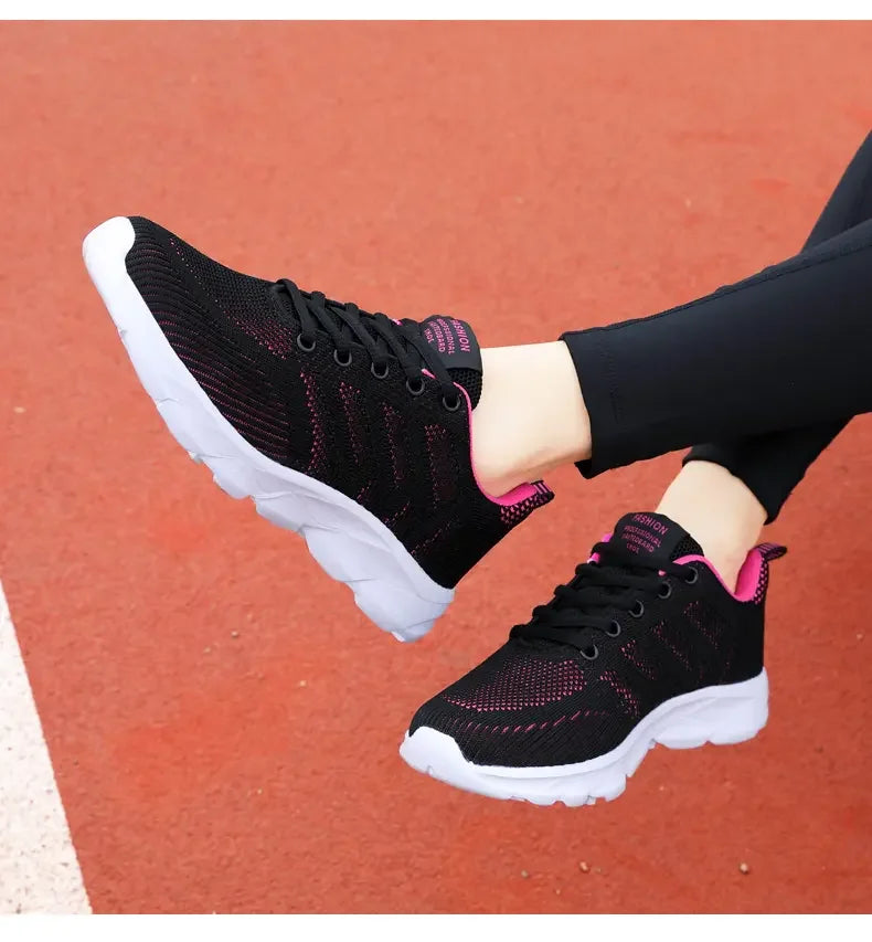 Woman Sneakers Casual Shoes 2023 New Breathable Walking Mesh Lace Up Flat Vulcanized Shoes Women Tenis Running Shoes for Women