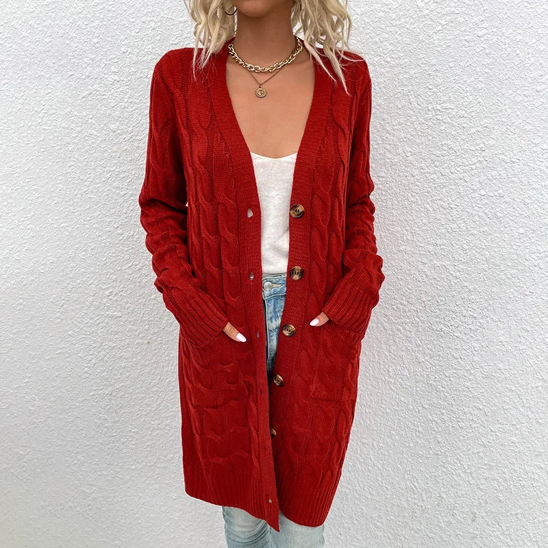 Women Casual Loose Cardigans Sweater Long Sleeve Knitted Coats Female Long Tops Women Streetwear Knitwear Outerwear Sweater Coat - reetell