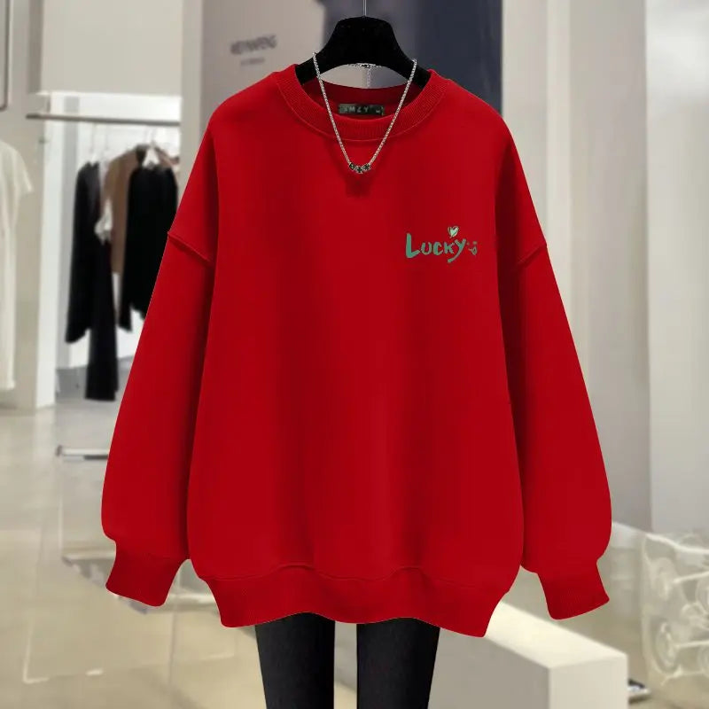 Autumn Fashion Easy Matching O-neck Sweatshirts Cartoon Printed Long Sleeve Hoodies Women Clothing Loose Casual Top Pullovers - reetell