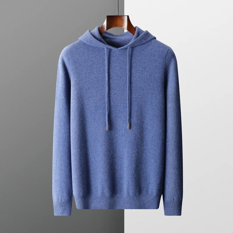 MVLYFLRT Men's One-piece ready-to-wear Hoodie 100% Merino Wool Knitted Sweatshirt Autumn Winter Casual Large Top Long Sleeved - reetell