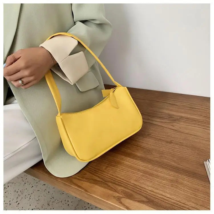 Handle Bag Women Retro Handbag PU Leather Shoulder Totes Underarm Vintage Top Handle Bag Female Small Subaxillary Bags Clutch - reetell