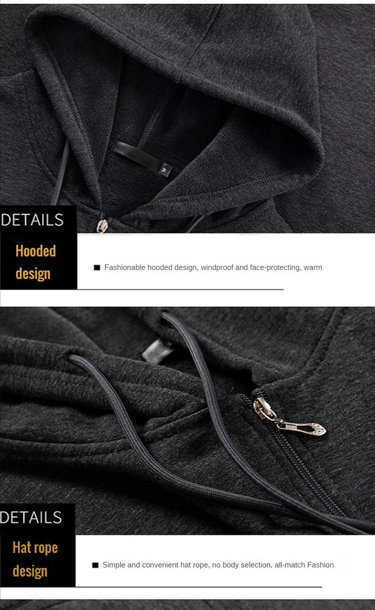 2024 Men Zip Oversized Hoodie Plus Sized Fleece Hood Long Sleeve Top Male Sweatshirt Zipper Loose Baggy Big Size Plus Large 12XL